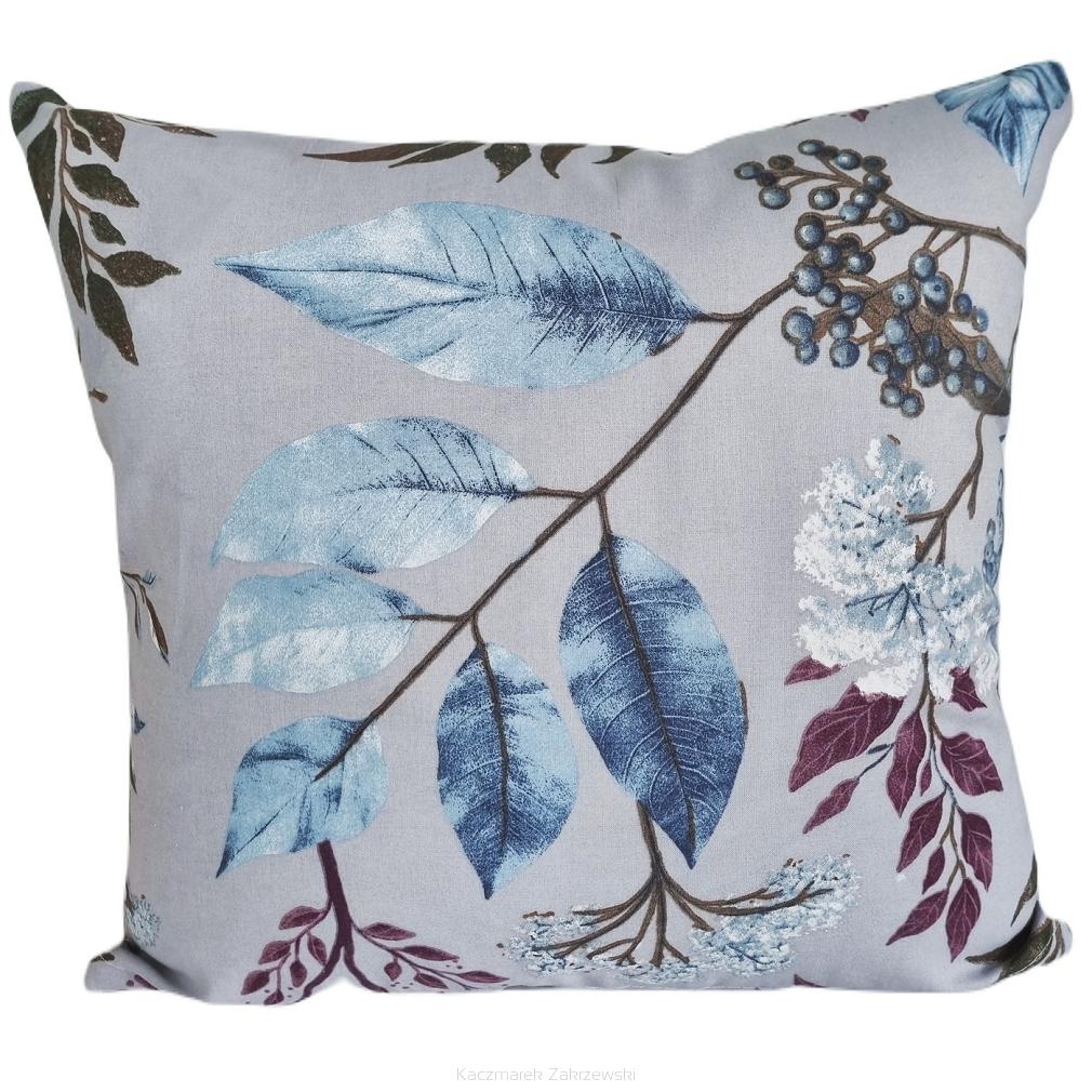 Poszewka bawełniana 40x40 szara floralna oaza