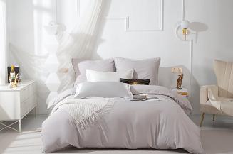 Pościel Queen 140x200 szara z białą lamówką bizą
