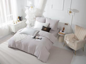 Pościel Queen 140x200 szara z białą lamówką bizą