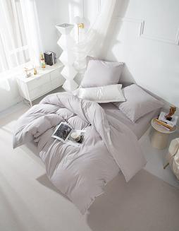 Pościel Queen 140x200 szara z białą lamówką bizą