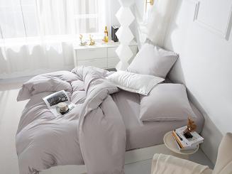 Pościel Queen 140x200 szara z białą lamówką bizą