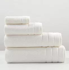 Ręcznik bawełniany o ryżowej strukturze Loren 30x30 biały