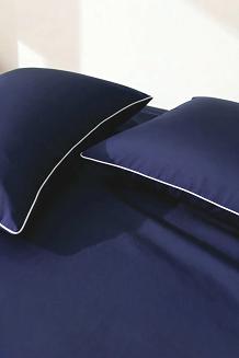 Poszewka bambusowa 50x60 granatowa z białą bizą