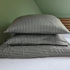 Pościel satynowa 160x200 stalowa tenisowe prążki