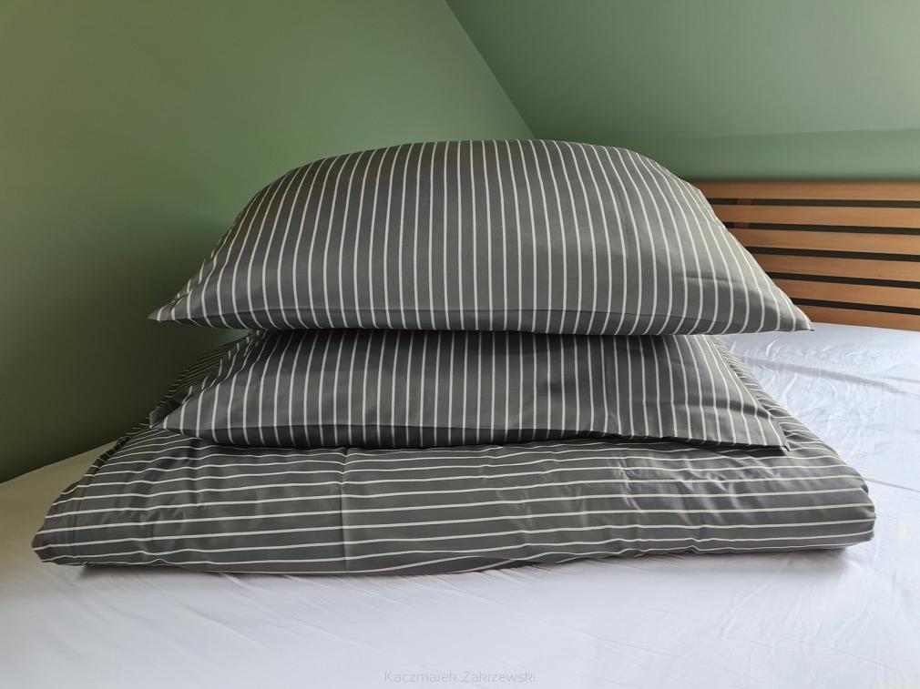 Pościel satynowa 160x200 stalowa tenisowe prążki