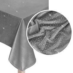 Obrus dekoracyjny SHINY 85x85 welurowy szary z kryształkami