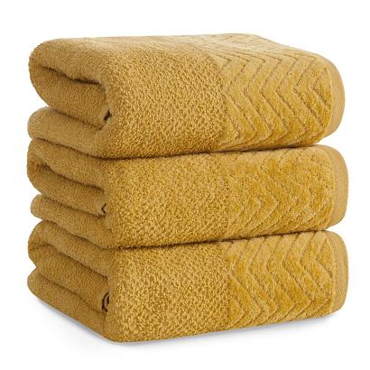 Ręcznik bawełniany LOREN 50x90 Eurofirany musztardowy welwetowa bordiura w zygzak