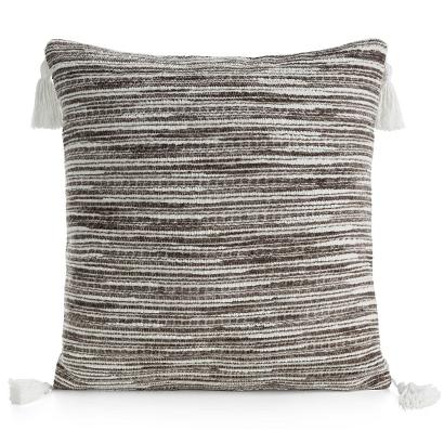 Poszewka dekoracyjna ENID 45x45 Eurofirany ciemnobeżowa melanż z chwostami na rogach