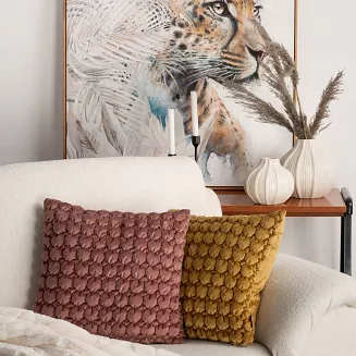 Poszewka dekoracyjna VELVET 45x45 Eurofirany ciemnoróżowa bąbelki 3D