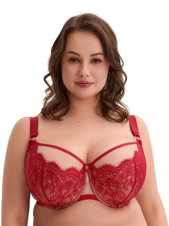 Biustonosz z koronką GAIA Semi-Soft Aina Maxi 1273 półusztywniany czerwony mokka