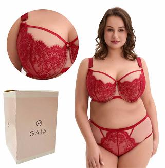 Biustonosz z koronką GAIA Semi-Soft Aina Maxi 1273 półusztywniany czerwony mokka