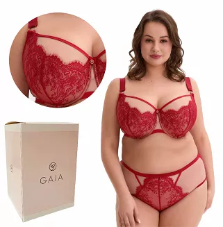 Biustonosz z koronką GAIA Semi-Soft Aina Maxi 1273 półusztywniany czerwony mokka