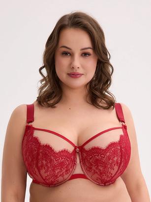 Biustonosz z koronką GAIA Semi-Soft Aina Maxi 1273 półusztywniany czerwony mokka