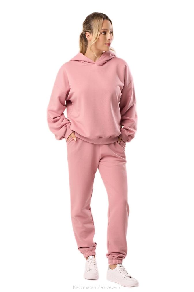 Bawełniana bluza dresowa z kapturem Babell kod 3010 antyczny róż