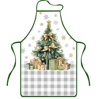 Fartuch kuchenny świąteczny biały zielony choinka prezenty