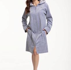 Szlafrok damski kod 389 LUNA welur szary melanż
