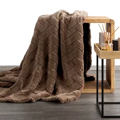 Koc narzuta CARO 170x210 Design91 ciemnobrązowy