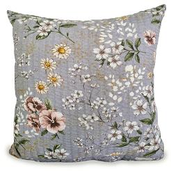 Poszewka z kory 40x40 szara pudrowa kremowa kwiaty vintage