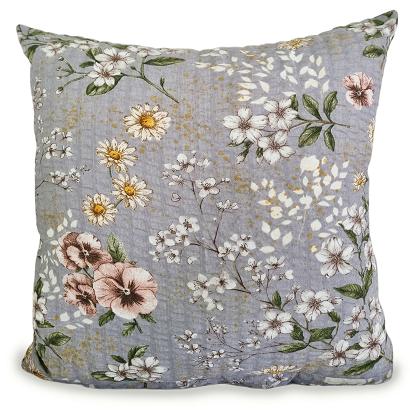 Poszewka z kory 40x40 szara pudrowa kremowa kwiaty vintage