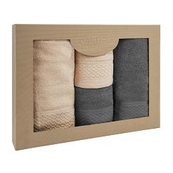 Komplet ręczników 4 częściowy Solano Darymex cappuccino ciemny popiel
