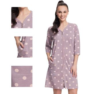 Szlafrok damski LUNA kod 362 cappuccino / grochy