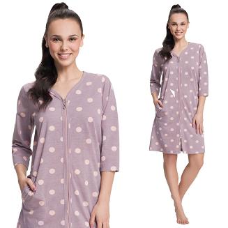 Szlafrok damski LUNA kod 362 cappuccino / grochy
