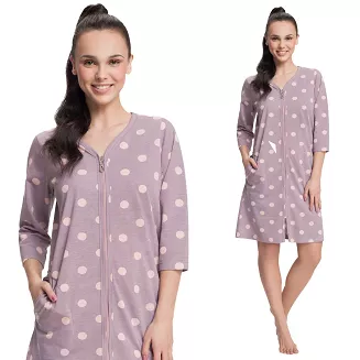 Szlafrok damski LUNA kod 362 cappuccino / grochy