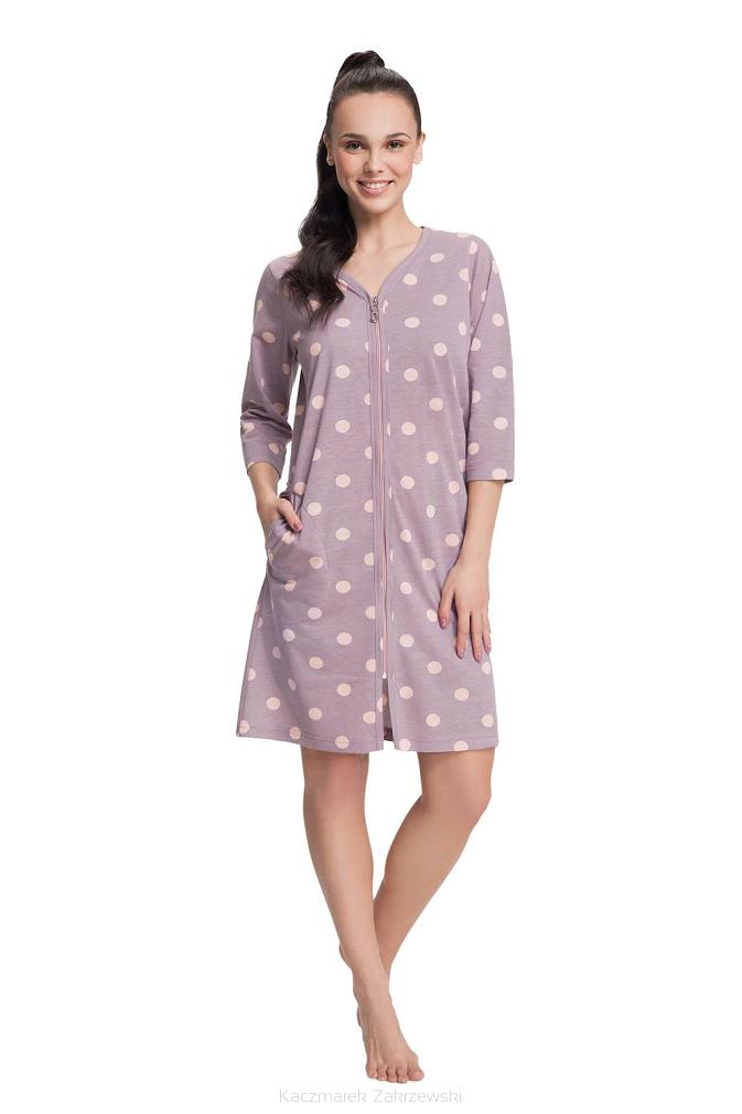Szlafrok damski LUNA kod 362 cappuccino / grochy