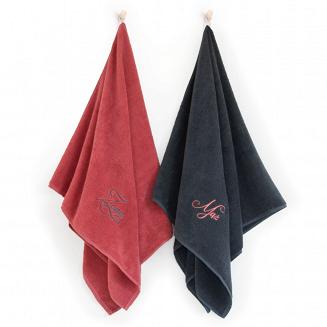 Komplet ręczników 2 szt. 70x140 Zwoltex MĄŻ-ŻONA koralowy grafitowy