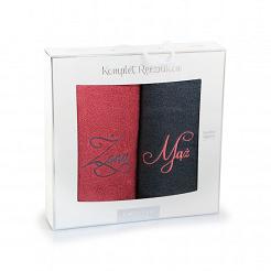 Komplet ręczników 2 szt. 70x140 Zwoltex MĄŻ-ŻONA koralowy grafitowy