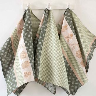 Komplet ścierek kuchennych świąteczny ZWOLTEX Ciastek zielony beżowy