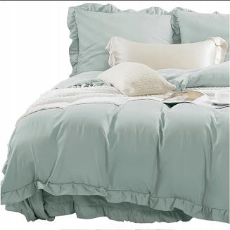 Pościel Ruffy 160x200 szałwiowa z falbanką