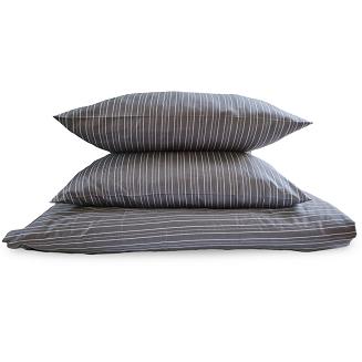 Pościel satynowa 160x200 grafitowa tenisowe prążki jodełka