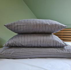 Pościel satynowa 160x200 grafitowa tenisowe prążki jodełka