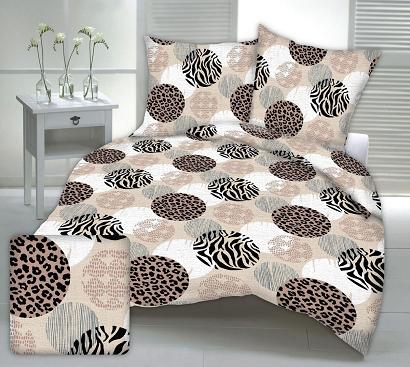 Pościel z kory 140x200 wzór beżowa panterka w kołach