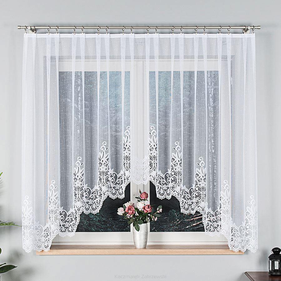 Firanka żakardowa gotowa na żabki BERENIKA 300x160 biała