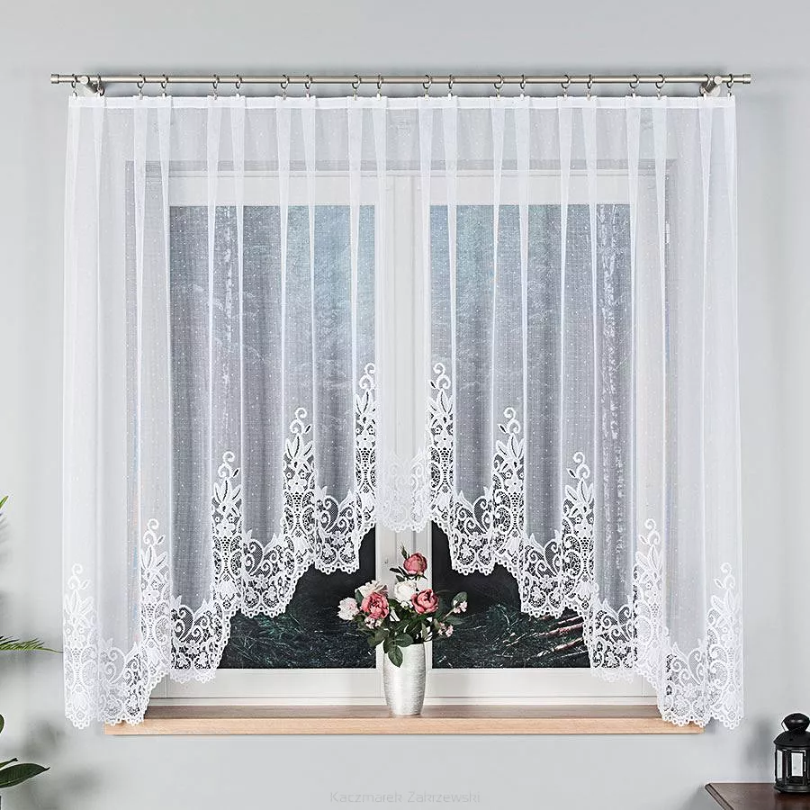 Firanka żakardowa gotowa na żabki BERENIKA 300x160 biała