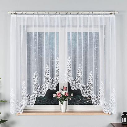 Firanka żakardowa gotowa na żabki BERENIKA 300x160 biała