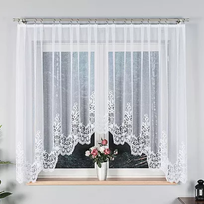 Firanka żakardowa gotowa na żabki BERENIKA 300x160 biała