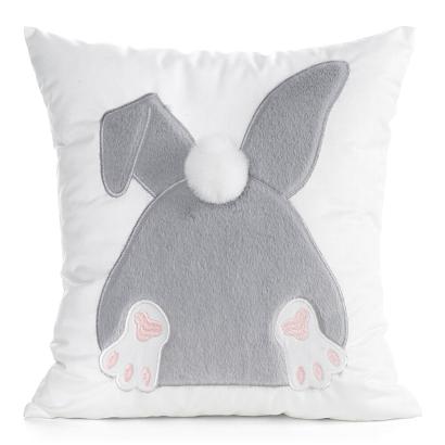 Poszewka dekoracyjna WIOSNA 45x45 Eurofirany srebrna jasnoszara wielkanocny zając