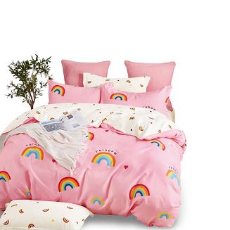 Pościel dla dzieci 160x200 różowa kremowa kolorowa tęcza