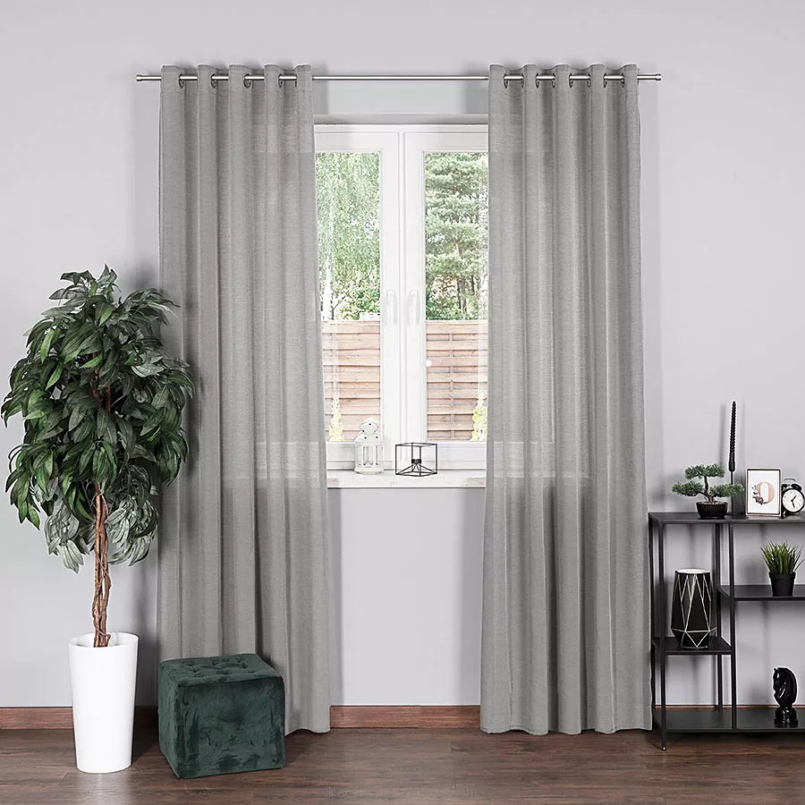 Zasłona gotowa na przelotkach BASIC 145x230 półprzezroczysta szara