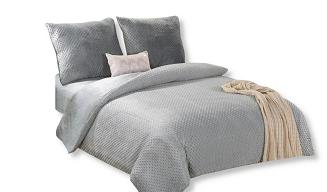 Pościel polarowa BubbleCozy 200x220 welur srebrna w bąbelki