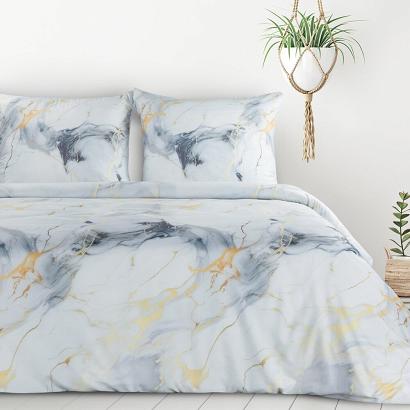 Pościel VERANO12 140x200 Design91 biała stalowa srebrna wzór a'la marmur