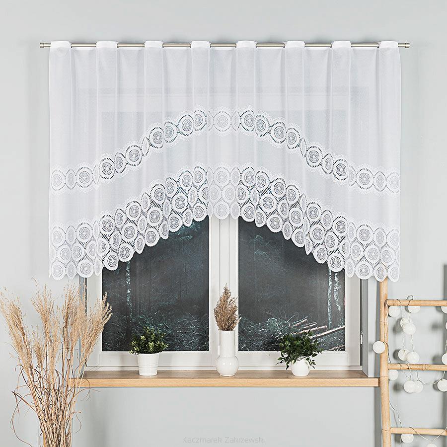 Firanka żakardowa gotowa na szelkach MARIA 250x120 biała