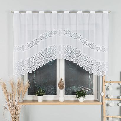 Firanka żakardowa gotowa na szelkach MARIA 250x120 biała