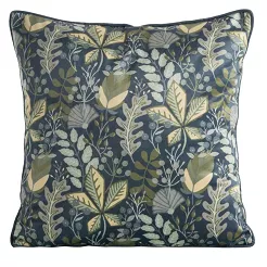 Poszewka dekoracyjna VELVET 45x45 Eurofirany granatowo zielona w liście