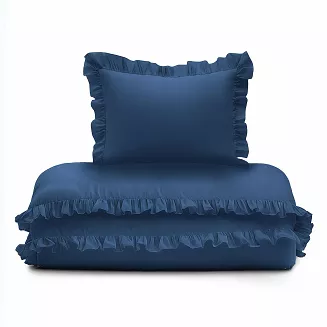 POŚCIEL BAWEŁNIANA DENIM Z FALBANĄ /100X135/ mayamoo