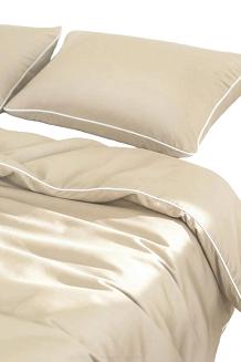 Pościel bambusowa 160x200 beżowa z białą bizą