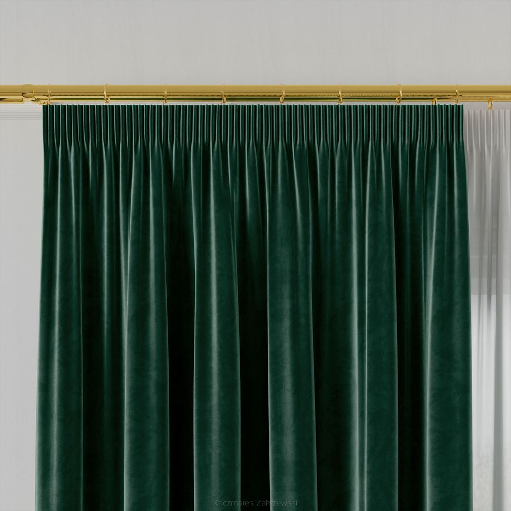 Zasłona gotowa na taśmie VELVI 140x240 szmaragdowa